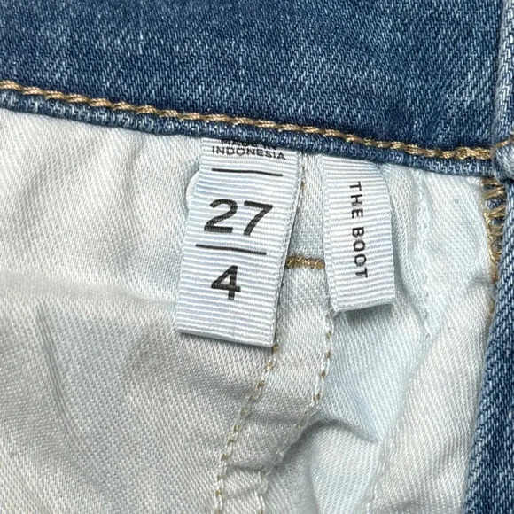 {LOFT} "Destructed Mid Rise Boot Jeans in Classic Mid Stone Wash" Stretch Denim - Picture 6 of 8